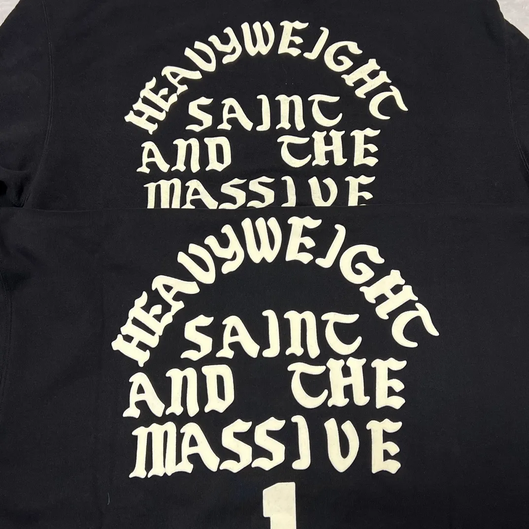 Printing proofing SAINT Mxxxxxx CREW SWT/IT'S SAINT/BLK flocked SAINT sweatshirt black S-XL ⚠️Note important point: this is flocked printing